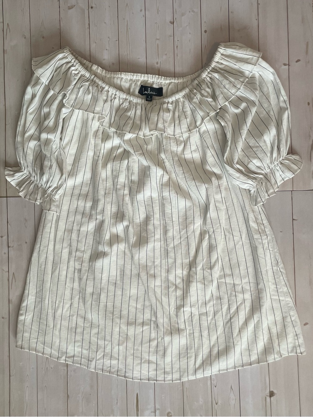 Lulu's White Off-Shoulder Striped Peasant Dress